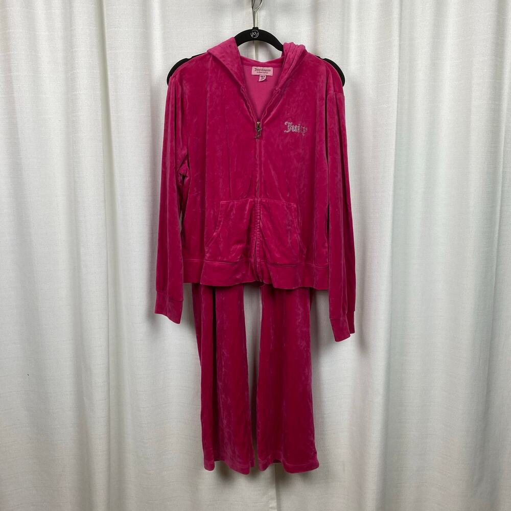 Juicy Couture Vintage Hot Pink Velour Track Suit Pants Sz.M Jacket Sz.XL